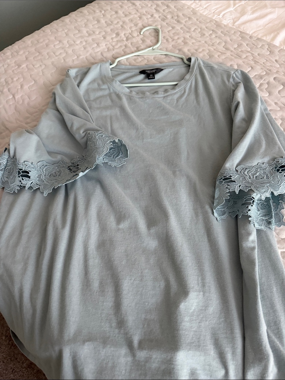 Vera Wang Light Gray Lace-Trim Tunic
